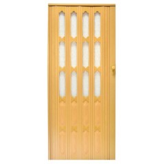 Usa de interior plianta cu geam tip acordeon, 203x86cm, stejar deschis, cu 12mm