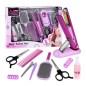 Set de coafura pentru copii, placa de par, foarfece, piepteni, role pentru ondulare, carduri, baterii, roz Set de coafura pentru copii, placa de par, foarfece, piepteni, role pentru ondulare, carduri, baterii, roz