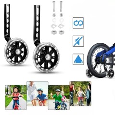 Roti ajutatoare pentru bicicleta, silicon, iluminare LED multicolor, set 2 bucati, reglabile 12-20 inch