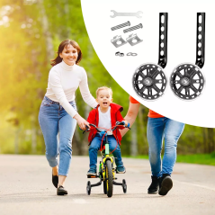 Roti ajutatoare pentru bicicleta, silicon, iluminare LED multicolor, set 2 bucati, reglabile 12-20 inch