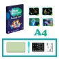 Tablita A4 rescriptibila, fosforescenta, interactiva, cu breloc UV, 3 ani+