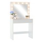 Masa de toaleta, oglinda iluminata cu 12 LED-uri alb cald, 80x40x140 cm, MDF, alb Masa de toaleta, oglinda iluminata cu 12 LED-uri alb cald, 80x40x140 cm, MDF, alb