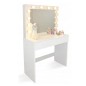 Masa de toaleta, oglinda iluminata cu 12 LED-uri alb cald, 80x40x140 cm, MDF, alb Masa de toaleta, oglinda iluminata cu 12 LED-uri alb cald, 80x40x140 cm, MDF, alb
