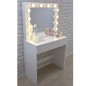 Masa de toaleta, oglinda iluminata cu 12 LED-uri alb cald, 80x40x140 cm, MDF, alb Masa de toaleta, oglinda iluminata cu 12 LED-uri alb cald, 80x40x140 cm, MDF, alb