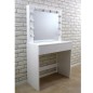 Masa de toaleta, oglinda iluminata cu 12 LED-uri alb cald, 80x40x140 cm, MDF, alb Masa de toaleta, oglinda iluminata cu 12 LED-uri alb cald, 80x40x140 cm, MDF, alb