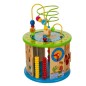 Cub educativ 11 in 1, joc pescuit, dame chinezesti, abac, sortator forme, ceas, labirint margele, lemn multicolor