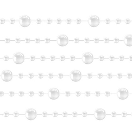 Ghirlanda de Craciun cu perle, lungime 5 metri, alb sidefat