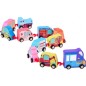 Trenulet din lemn, 11 vehicule, carlige prindere, multicolor Trenulet din lemn, 11 vehicule, carlige prindere, multicolor