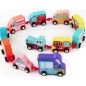 Trenulet din lemn, 11 vehicule, carlige prindere, multicolor Trenulet din lemn, 11 vehicule, carlige prindere, multicolor