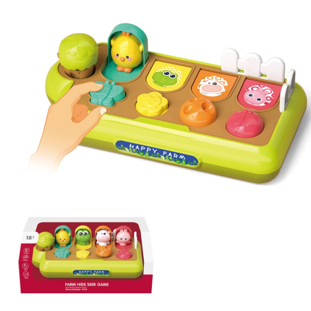 Joc interactiv Happy Farm, De-a v-ati ascunselea, fluier, animale, 18 luni+