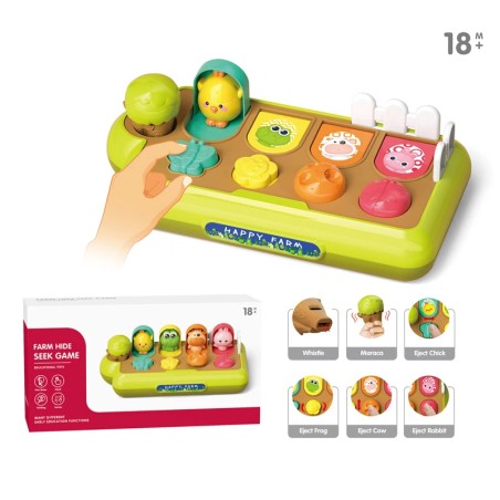 Joc interactiv Happy Farm, De-a v-ati ascunselea, fluier, animale, 18 luni+