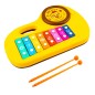 Xilofon de jucarie, 8 note muzicale, 2 ciocanele, 2 cartonase cu cantece, 28x19x3 cm