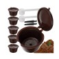 Set 6 capsule de cafea reutilizabile, linguri de masurare, 5.5 x 3 cm, maro Set 6 capsule de cafea reutilizabile, linguri de masurare, 5.5 x 3 cm, maro