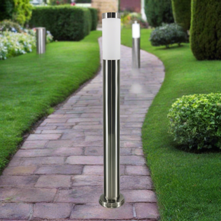 Lampa LED de exterior, inaltime 90 cm, unghi fascicul 360 grade, E27, argintiu