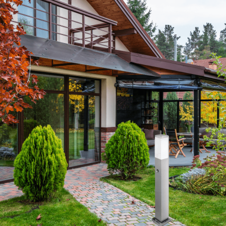 Lampa LED de exterior, inaltime 65 cm, unghi fascicul 360 grade, E27, argintiu