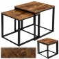 Set 2 masute de cafea Praven in stil rustic, maxim 150 kg, otel si placa laminata, negru/stejar Set 2 masute de cafea Praven in stil rustic, maxim 150 kg, otel si placa laminata, negru/stejar