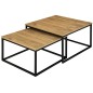 Set 2 masute de cafea in stil rustic, Velen, cadru metalic, blat laminat, maxim 75 kg, negru/stejar Set 2 masute de cafea in stil rustic, Velen, cadru metalic, blat laminat, maxim 75 kg, negru/stejar