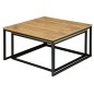 Set 2 masute de cafea in stil rustic, Velen, cadru metalic, blat laminat, maxim 75 kg, negru/stejar Set 2 masute de cafea in stil rustic, Velen, cadru metalic, blat laminat, maxim 75 kg, negru/stejar