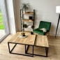 Set 2 masute de cafea in stil rustic, Velen, cadru metalic, blat laminat, maxim 75 kg, negru/stejar Set 2 masute de cafea in stil rustic, Velen, cadru metalic, blat laminat, maxim 75 kg, negru/stejar