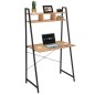 Masa de birou cu etajera, din pal si metal, inaltime 142 cm, protectie anti-alunecare, pin/negru mat Masa de birou cu etajera, din pal si metal, inaltime 142 cm, protectie anti-alunecare, pin/negru mat