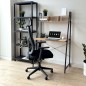 Masa de birou cu etajera, din pal si metal, inaltime 142 cm, protectie anti-alunecare, pin/negru mat Masa de birou cu etajera, din pal si metal, inaltime 142 cm, protectie anti-alunecare, pin/negru mat