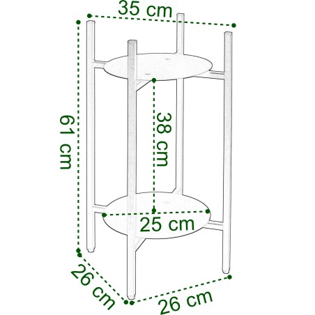 Suport de flori SAMIR RUSTIC, 2 polite, structura metalica, inaltime 61 cm