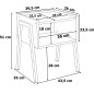 Noptiera SKIVE, design modern, maxim 25 kg, placa laminata, cadru otel negru, 51x43.5x35 cm