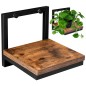 Suport de perete pentru plante, stil rustic, sarcina maxima 5 kg, otel si placa laminata 17,5x17,5 cm, culoare stejar