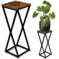 Suport de flori metalic, stil industrial, inaltime 62 cm, placa 24x24 cm