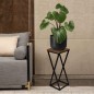 Suport de flori metalic, stil industrial, inaltime 62 cm, placa 24x24 cm