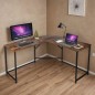 Birou industrial, forma de L, cadru otel, blat laminat, 75x130x48 cm, negru, stejar rustic Birou industrial, forma de L, cadru otel, blat laminat, 75x130x48 cm, negru, stejar rustic