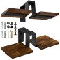 Suport de perete pentru flori, 2 polite, stejar laminat, 16.5 x 41.5 x 19 cm, cadru otel