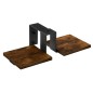 Suport de perete pentru flori, 2 polite, stejar laminat, 16.5 x 41.5 x 19 cm, cadru otel