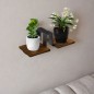 Suport de perete pentru flori, 2 polite, stejar laminat, 16.5 x 41.5 x 19 cm, cadru otel