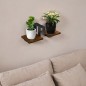 Suport de perete pentru flori, 2 polite, stejar laminat, 16.5 x 41.5 x 19 cm, cadru otel