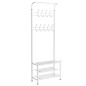 Cuier hol, depozitare haine si incaltaminte, 18 carlige, 3 rafturi, inaltime 190 cm, latime 66 cm, otel alb