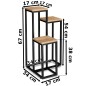 Suport de flori pentru podea, 3 polite din MDF, constructie otel, placa 1.5 cm, inaltime 57 cm, negru/natur