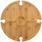 Tava servire branzeturi, 4 decupaje pahare vin, 4 sectiuni, comparitment sos, picioare rabatabile, bambus, diametru 29,5 cm