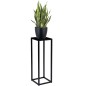 Stand metalic Piatto, depozitare plante si flori, tip coloana, inaltime 60 cm, stil minimalist, negru mat
