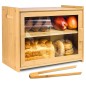 Cutie depozitare paine, 1 raft detasabil, blocare magnetica, bambus, 40x31x20 cm Cutie depozitare paine, 1 raft detasabil, blocare magnetica, bambus, 40x31x20 cm