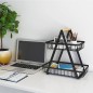 Cos depozitare fructe, 2 nivele, inaltime 29 cm, design modern, otel si maner lemn Cos depozitare fructe, 2 nivele, inaltime 29 cm, design modern, otel si maner lemn