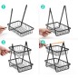 Cos depozitare fructe, 2 nivele, inaltime 29 cm, design modern, otel si maner lemn Cos depozitare fructe, 2 nivele, inaltime 29 cm, design modern, otel si maner lemn