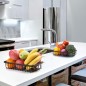 Cos depozitare fructe, 2 nivele, inaltime 29 cm, design modern, otel si maner lemn Cos depozitare fructe, 2 nivele, inaltime 29 cm, design modern, otel si maner lemn