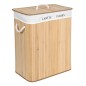 Cos de rufe din bambus, 2 compartimente, interior captusit, capacitate 100L, 60x52x32 cm, natural Cos de rufe din bambus, 2 compartimente, interior captusit, capacitate 100L, 60x52x32 cm, natural