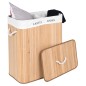 Cos de rufe din bambus, 2 compartimente, interior captusit, capacitate 100L, 60x52x32 cm, natural Cos de rufe din bambus, 2 compartimente, interior captusit, capacitate 100L, 60x52x32 cm, natural