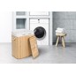 Cos de rufe din bambus, 2 compartimente, interior captusit, capacitate 100L, 60x52x32 cm, natural Cos de rufe din bambus, 2 compartimente, interior captusit, capacitate 100L, 60x52x32 cm, natural