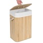 Cos de rufe cu capac, manere sustinere, inaltime 59 cm, 80 litri, interior textil, bambus natural Cos de rufe cu capac, manere sustinere, inaltime 59 cm, 80 litri, interior textil, bambus natural