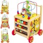 Premergator din lemn, cub educativ multifunctional, inaltime reglabila, 33x34x45,5-48 cm