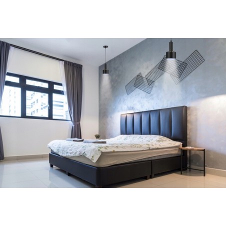Lampa suspendata, LED 60W, E27, corp otel si aluminiu, design elegant, negru
