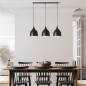 Lustra tip pendul pentru living sau bucatarie, 3 x 60W, E27, cablu 1 m, otel, negru Lustra tip pendul pentru living sau bucatarie, 3 x 60W, E27, cablu 1 m, otel, negru